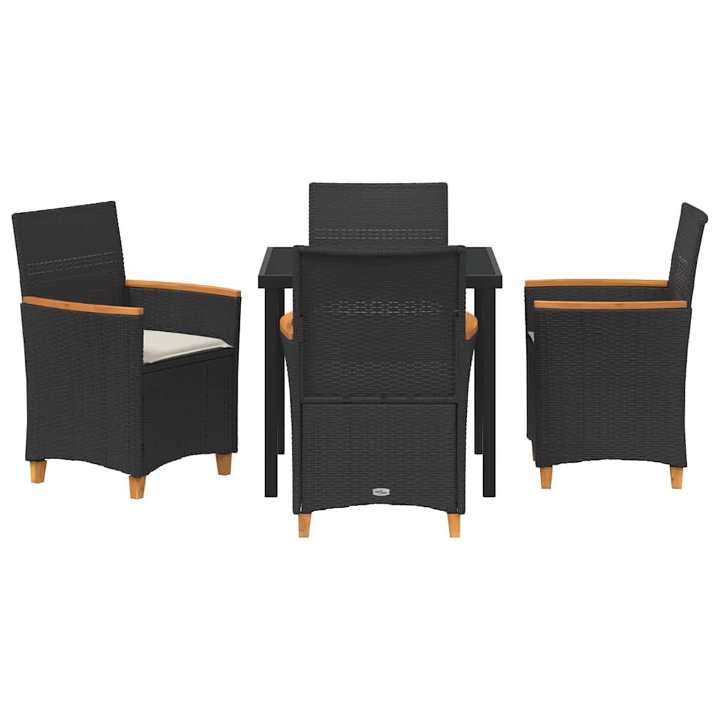 vidaXL Zestaw do jadalni w ogrodzie 5 pcs Czarny polirattan