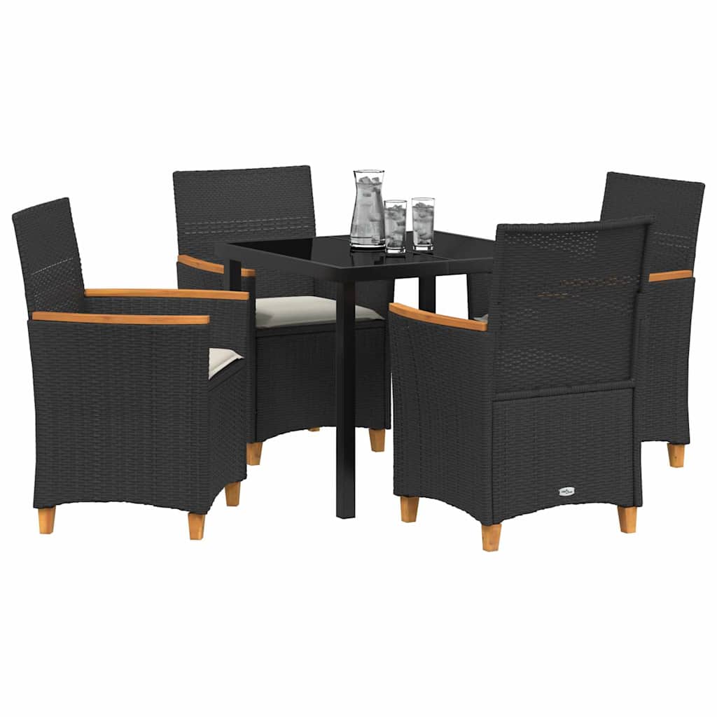 vidaXL Zestaw do jadalni w ogrodzie 5 pcs Czarny polirattan