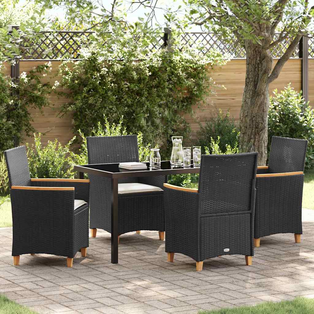 vidaXL Zestaw do jadalni w ogrodzie 5 pcs Czarny polirattan