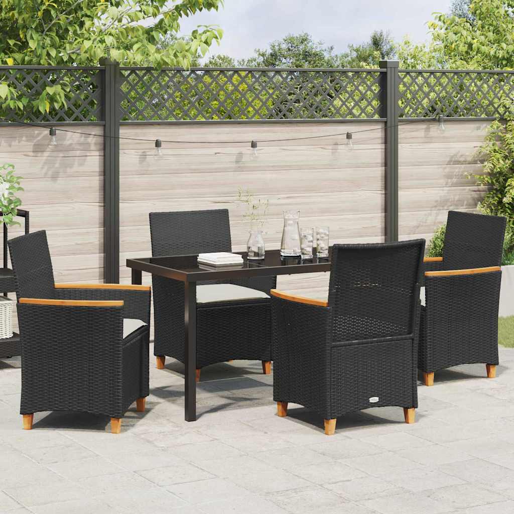 vidaXL Zestaw do jadalni w ogrodzie 5 pcs Czarny polirattan