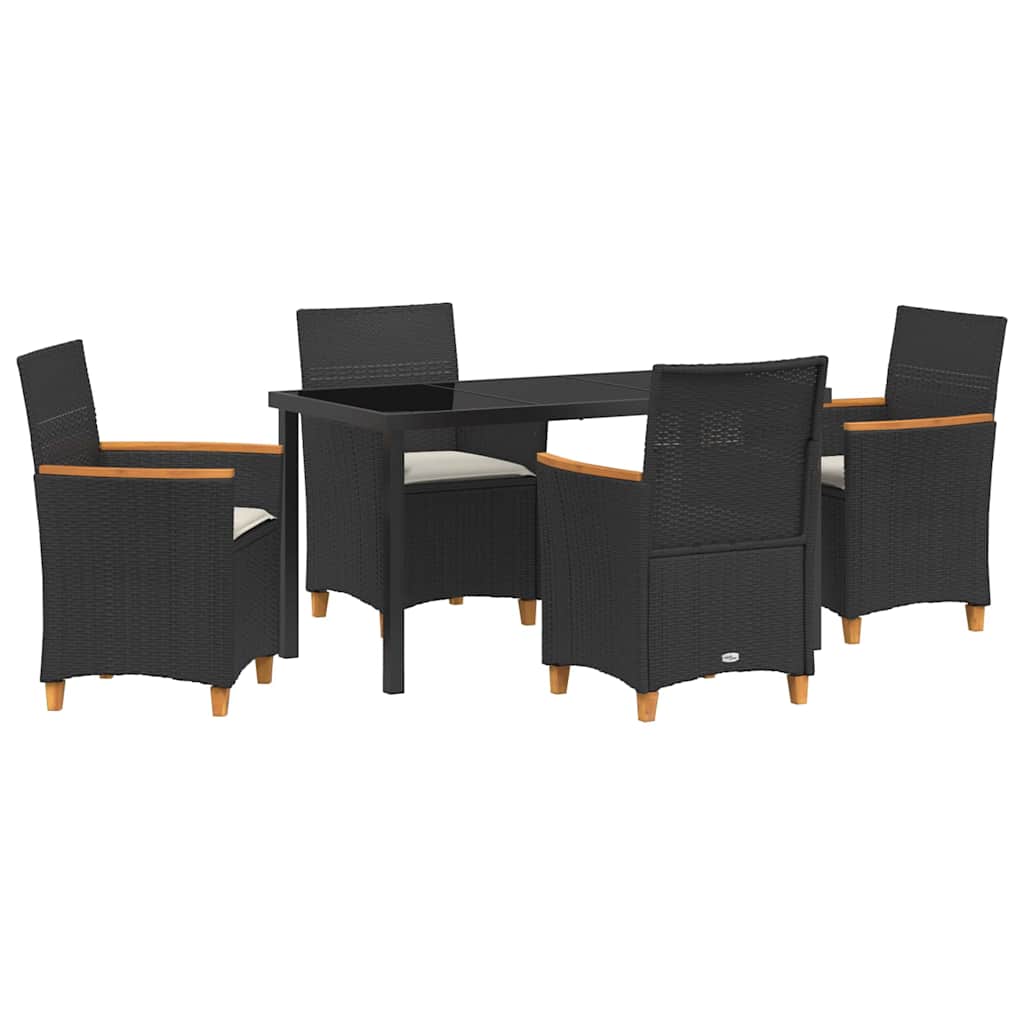 vidaXL Zestaw do jadalni w ogrodzie 5 pcs Czarny polirattan