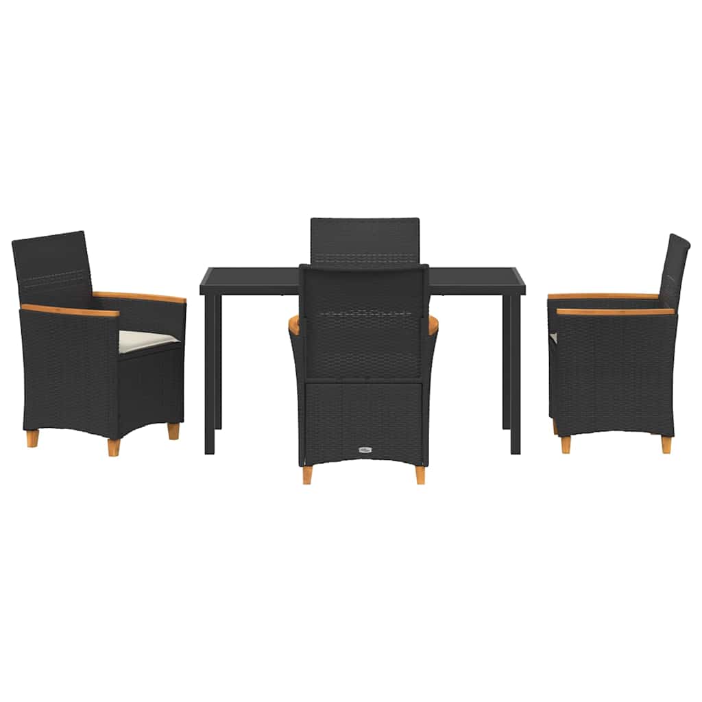 vidaXL Zestaw do jadalni w ogrodzie 5 pcs Czarny polirattan