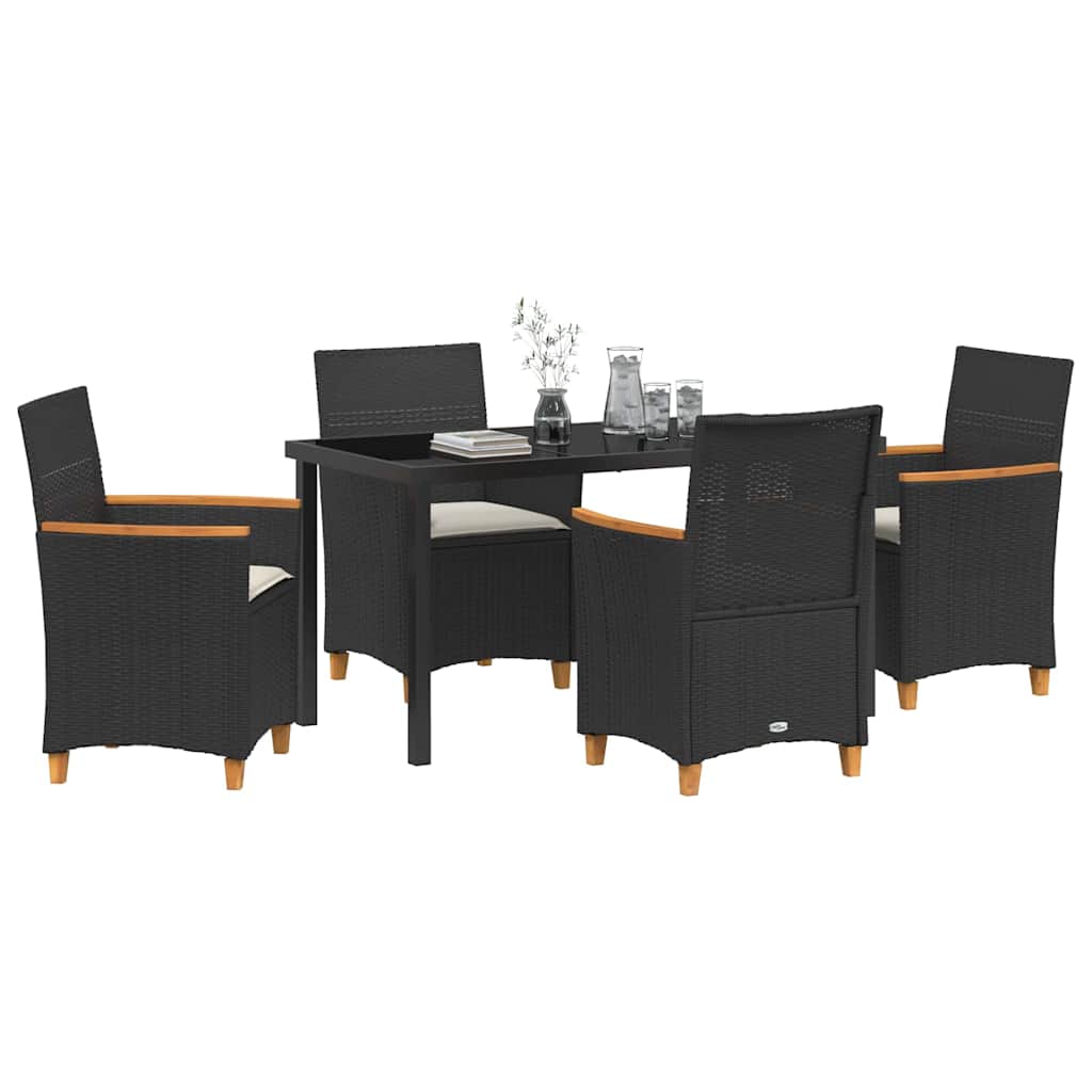 vidaXL Zestaw do jadalni w ogrodzie 5 pcs Czarny polirattan