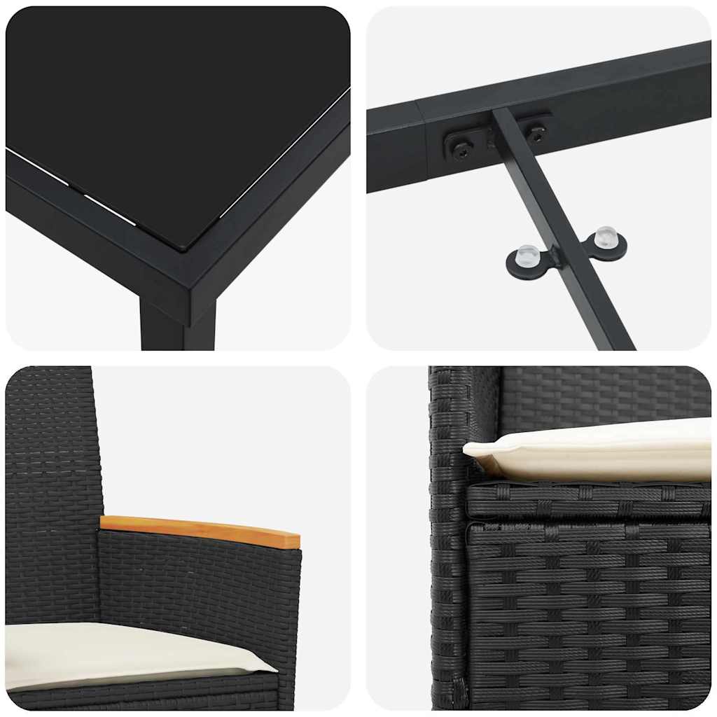 vidaXL Zestaw do jadalni w ogrodzie 5 pcs Czarny polirattan