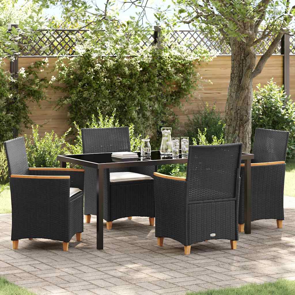 vidaXL Zestaw do jadalni w ogrodzie 5 pcs Czarny polirattan