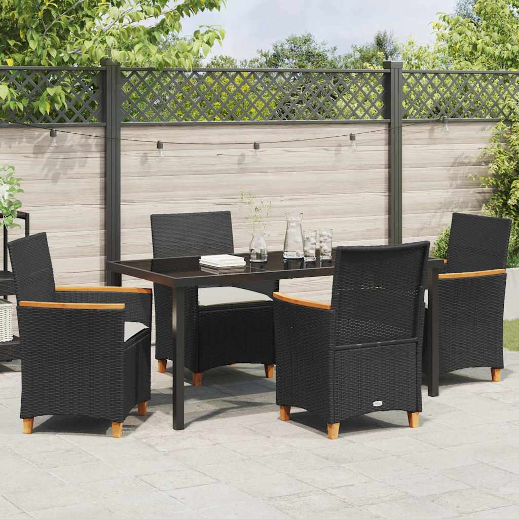 vidaXL Zestaw do jadalni w ogrodzie 5 pcs Czarny polirattan