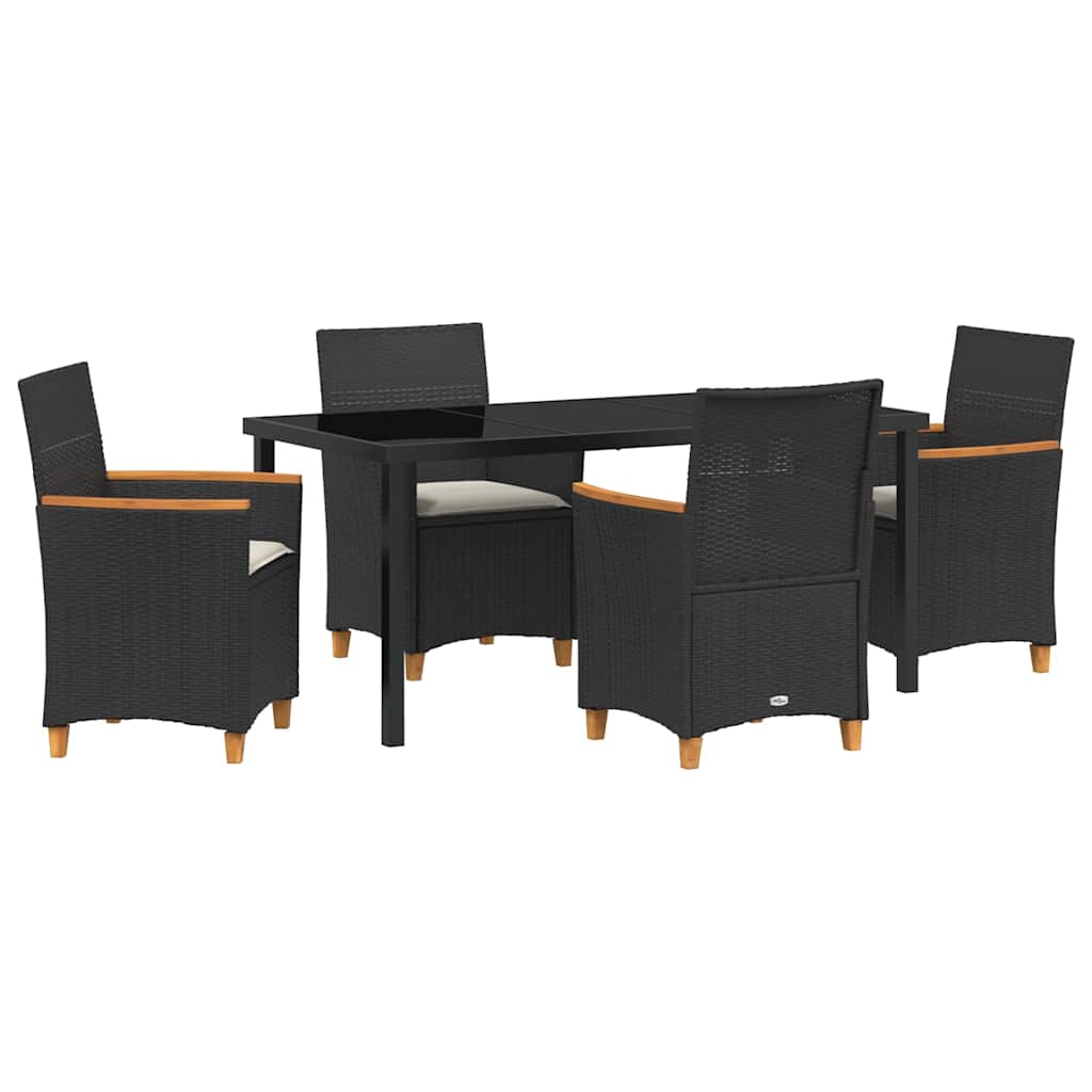 vidaXL Zestaw do jadalni w ogrodzie 5 pcs Czarny polirattan
