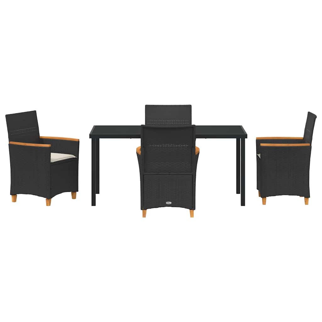 vidaXL Zestaw do jadalni w ogrodzie 5 pcs Czarny polirattan
