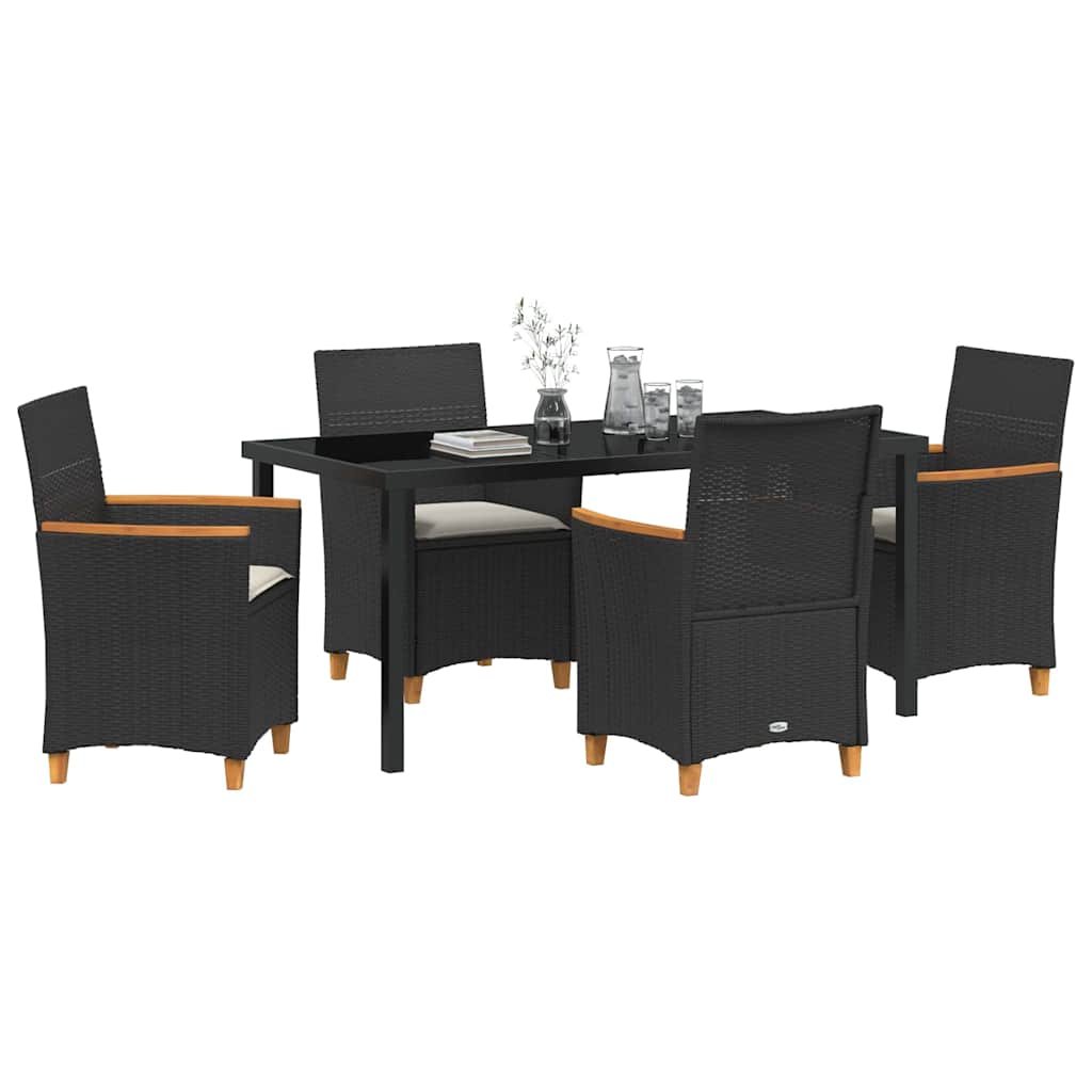 vidaXL Zestaw do jadalni w ogrodzie 5 pcs Czarny polirattan