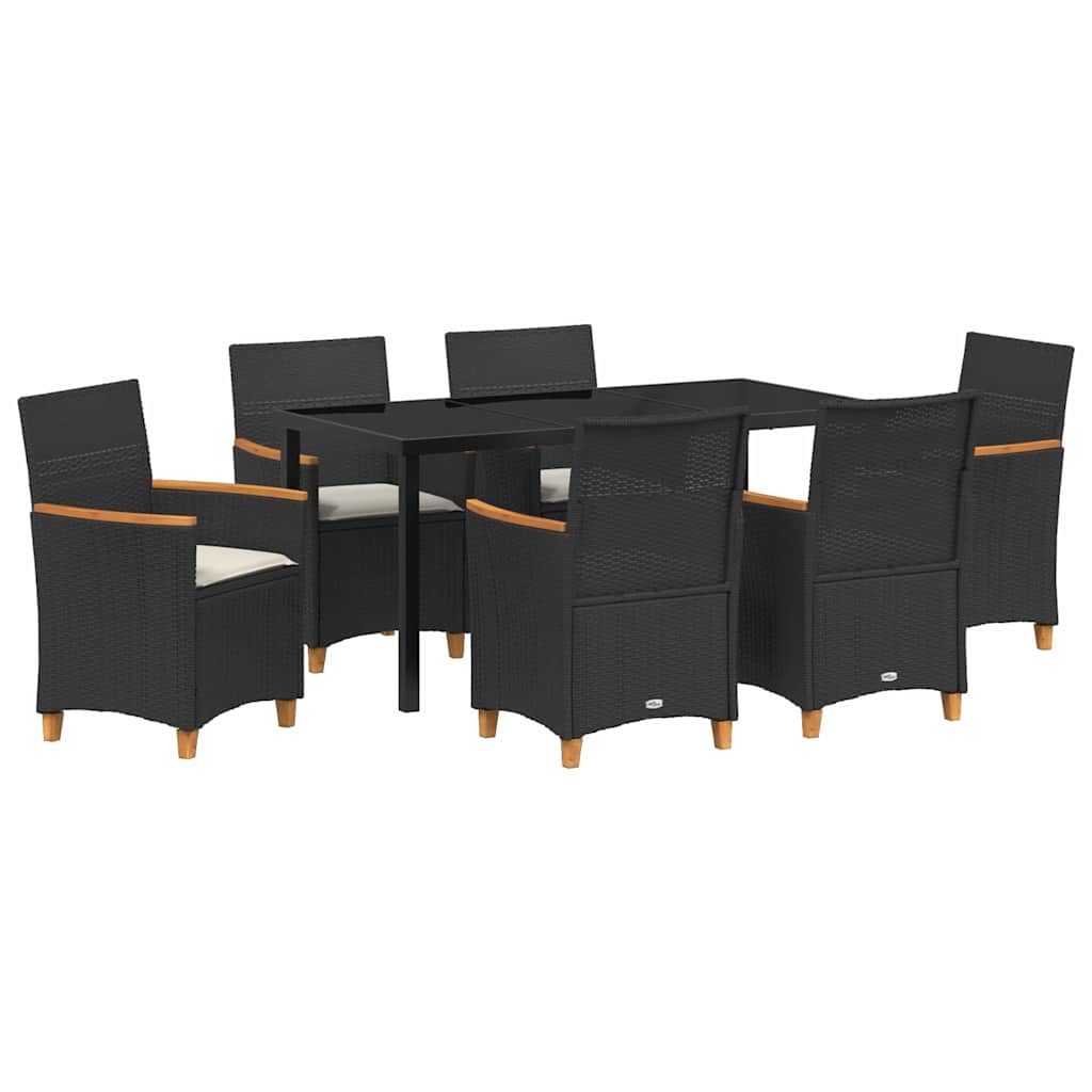 vidaXL Zestaw do jadalni w ogrodzie 7 pcs Czarny polirattan