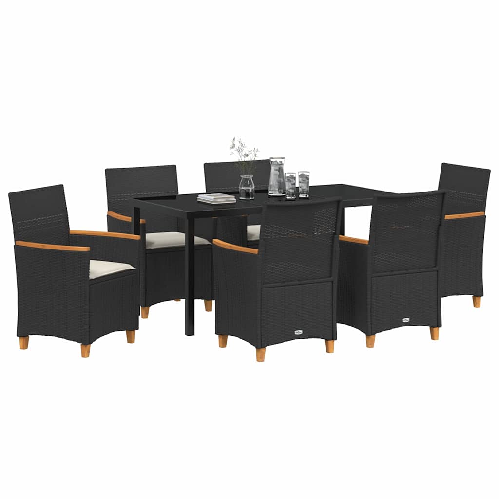 vidaXL Zestaw do jadalni w ogrodzie 7 pcs Czarny polirattan