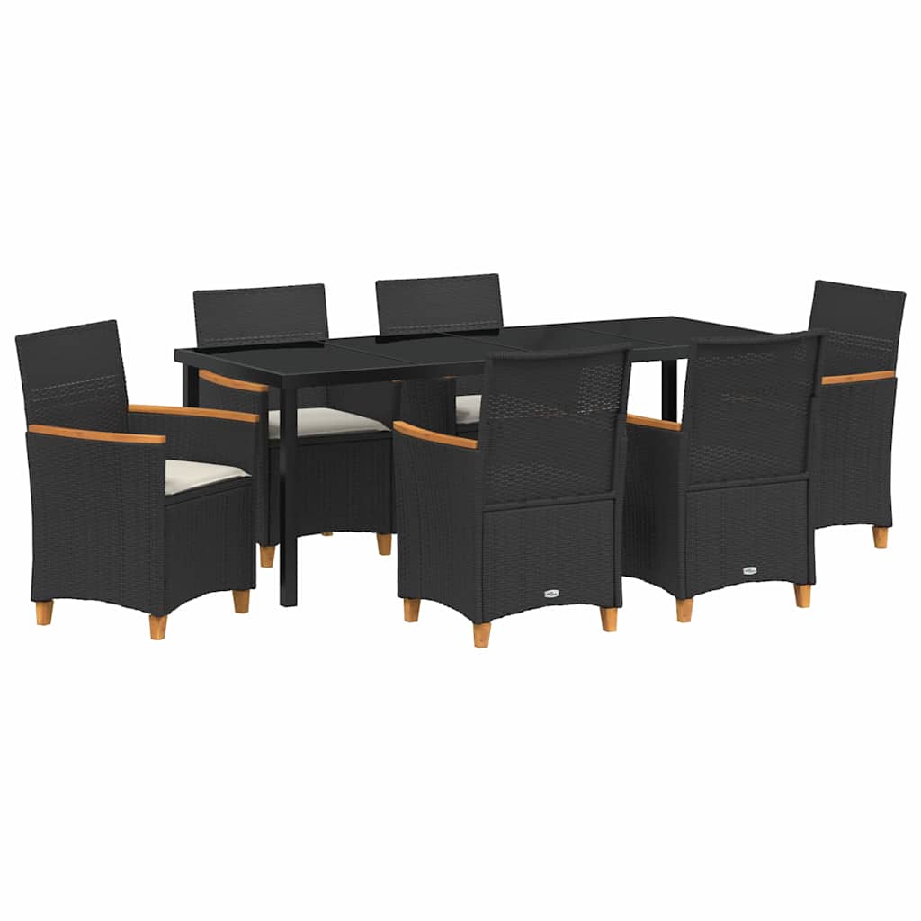 vidaXL Zestaw do jadalni w ogrodzie 7 pcs Czarny polirattan