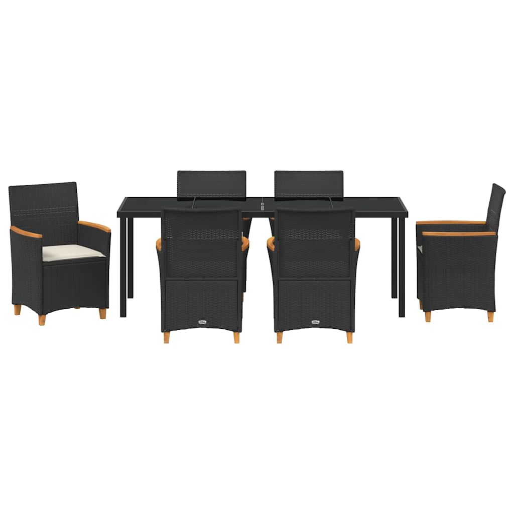 vidaXL Zestaw do jadalni w ogrodzie 7 pcs Czarny polirattan