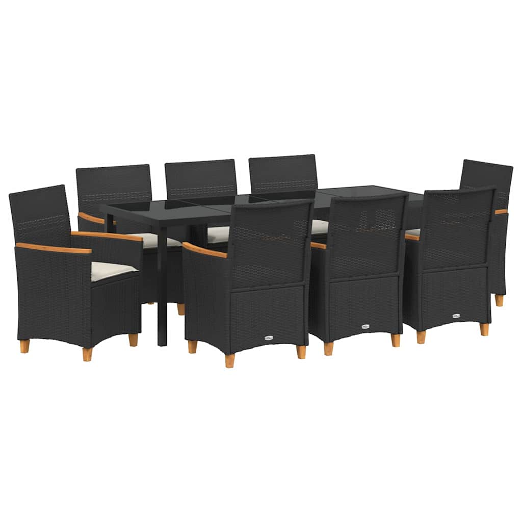 vidaXL Zestaw do jadalni w ogrodzie 9 pcs Czarny polirattan
