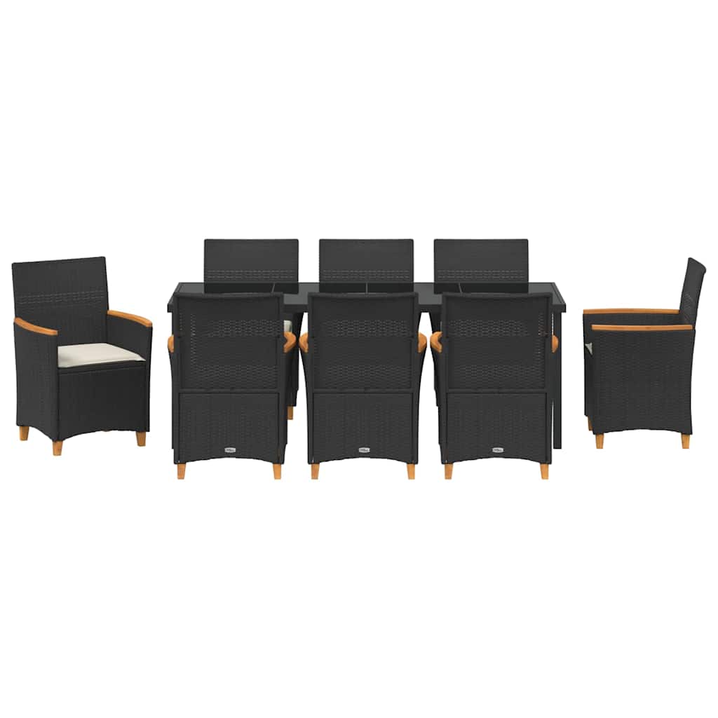 vidaXL Zestaw do jadalni w ogrodzie 9 pcs Czarny polirattan