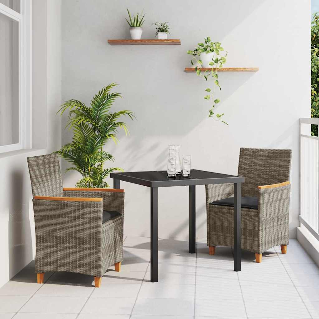 vidaXL Zestaw do jadalni w ogrodzie 3 pcs Szary polirattan