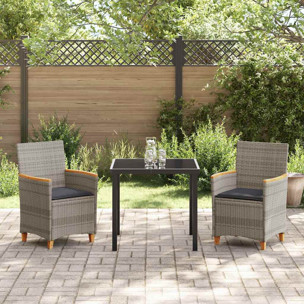 vidaXL Zestaw do jadalni w ogrodzie 3 pcs Szary polirattan