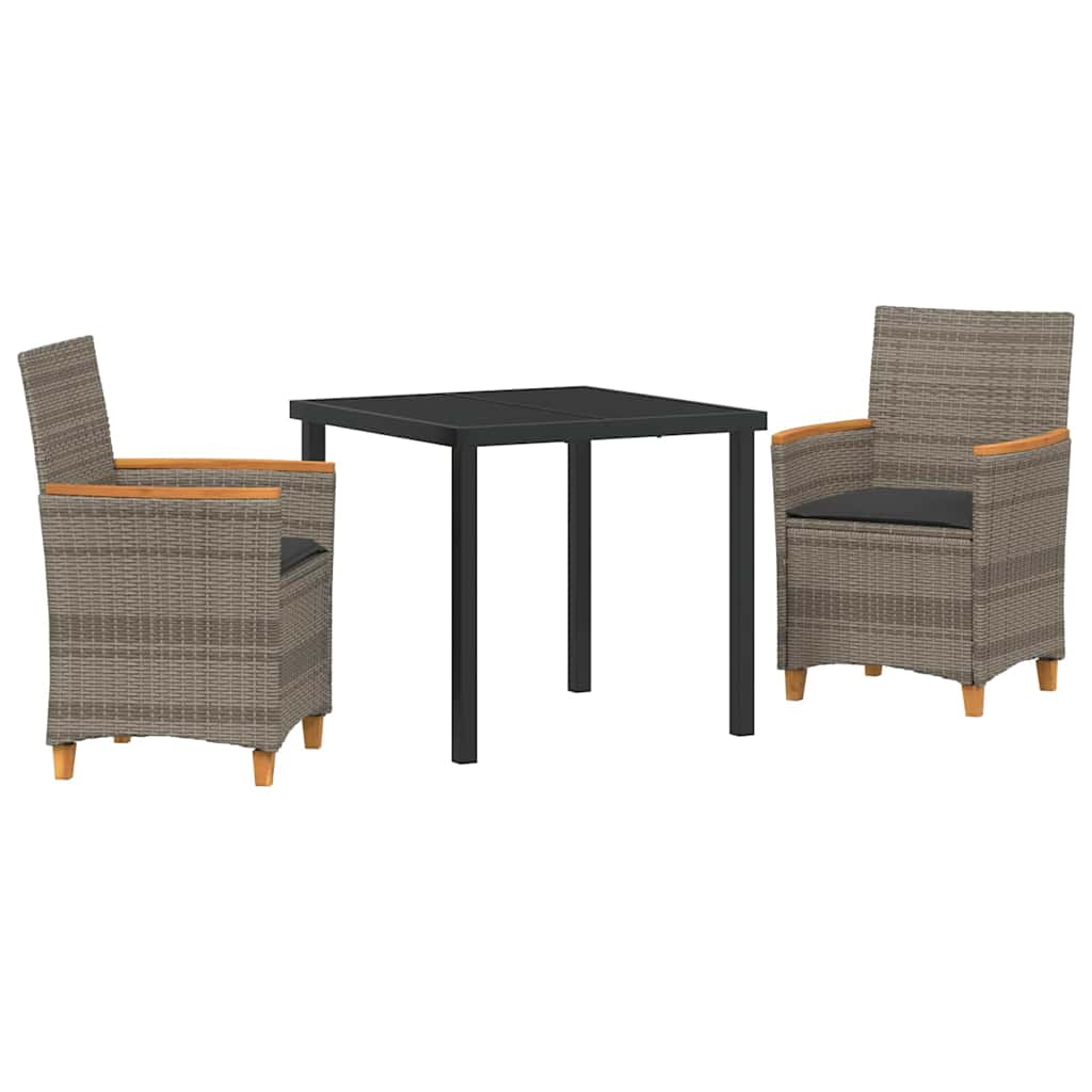 vidaXL Zestaw do jadalni w ogrodzie 3 pcs Szary polirattan