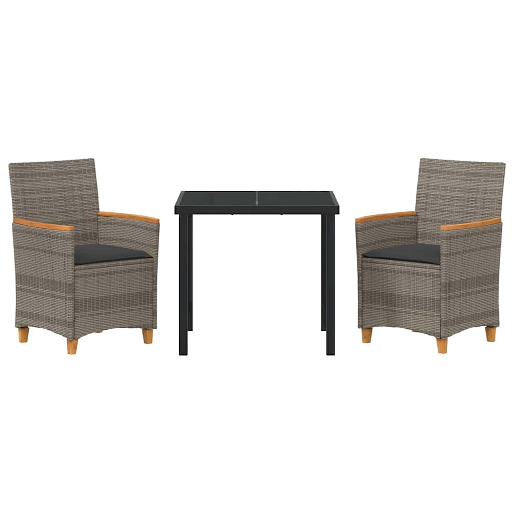 vidaXL Zestaw do jadalni w ogrodzie 3 pcs Szary polirattan