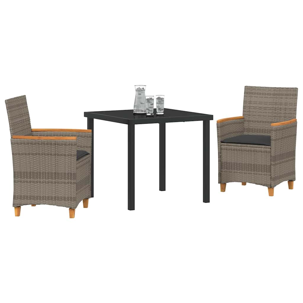 vidaXL Zestaw do jadalni w ogrodzie 3 pcs Szary polirattan