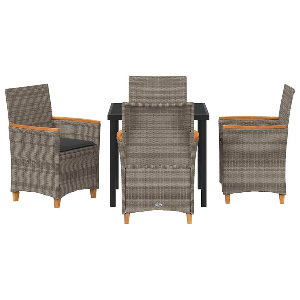 vidaXL Zestaw do jadalni w ogrodzie 5 pcs Szary polirattan