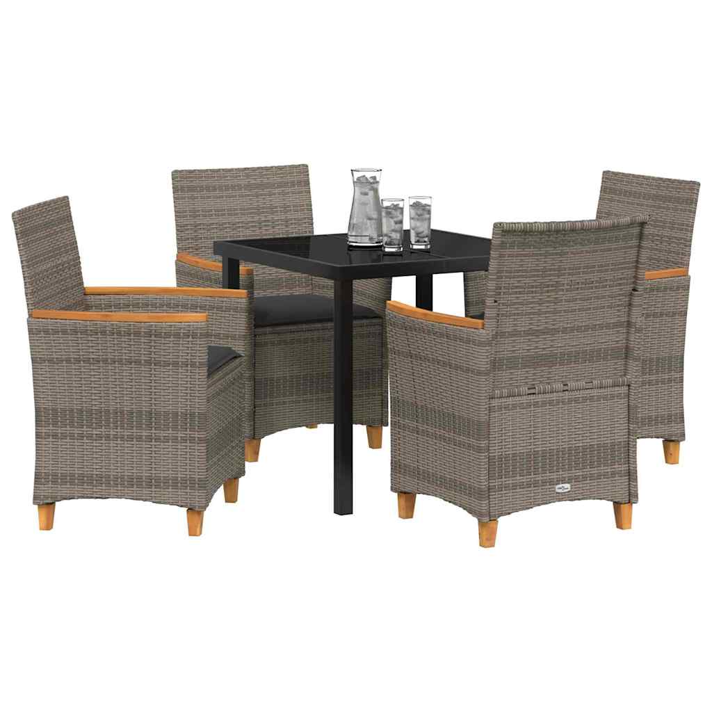 vidaXL Zestaw do jadalni w ogrodzie 5 pcs Szary polirattan