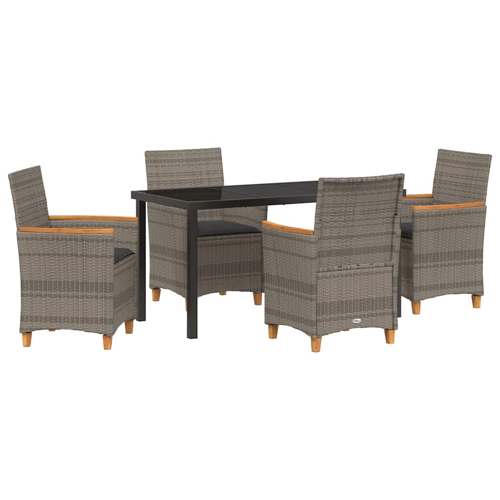 vidaXL Zestaw do jadalni w ogrodzie 5 pcs Szary polirattan