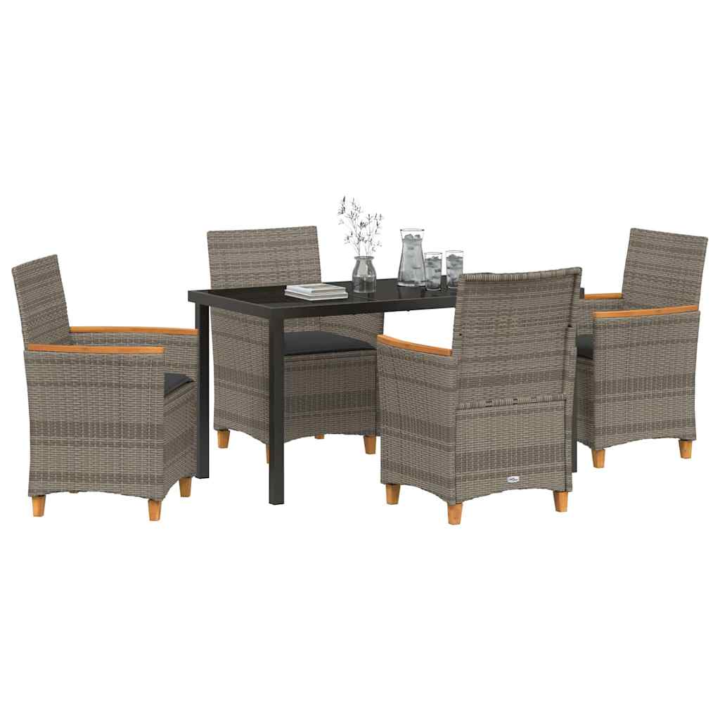 vidaXL Zestaw do jadalni w ogrodzie 5 pcs Szary polirattan