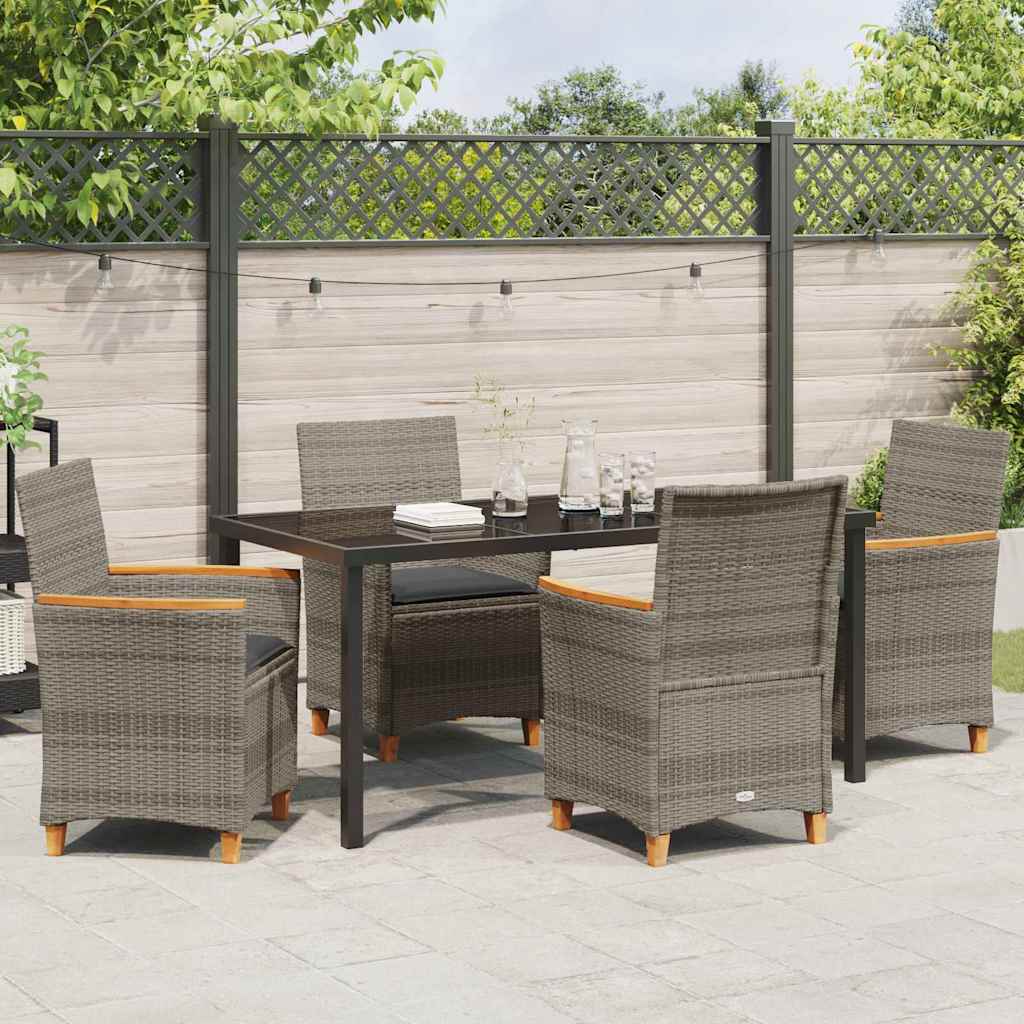 vidaXL Zestaw do jadalni w ogrodzie 5 pcs Szary polirattan