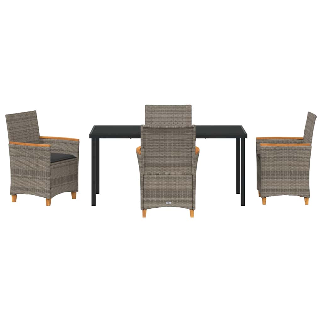 vidaXL Zestaw do jadalni w ogrodzie 5 pcs Szary polirattan