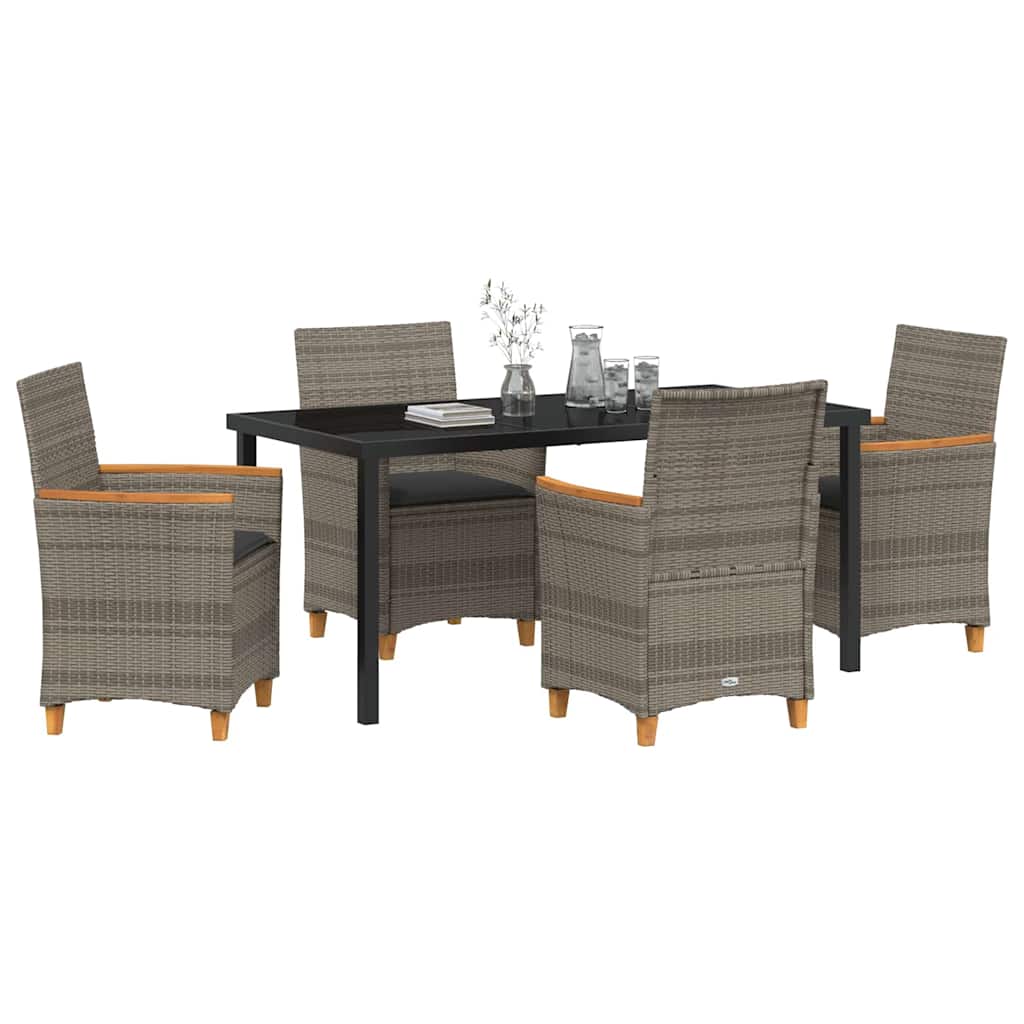 vidaXL Zestaw do jadalni w ogrodzie 5 pcs Szary polirattan