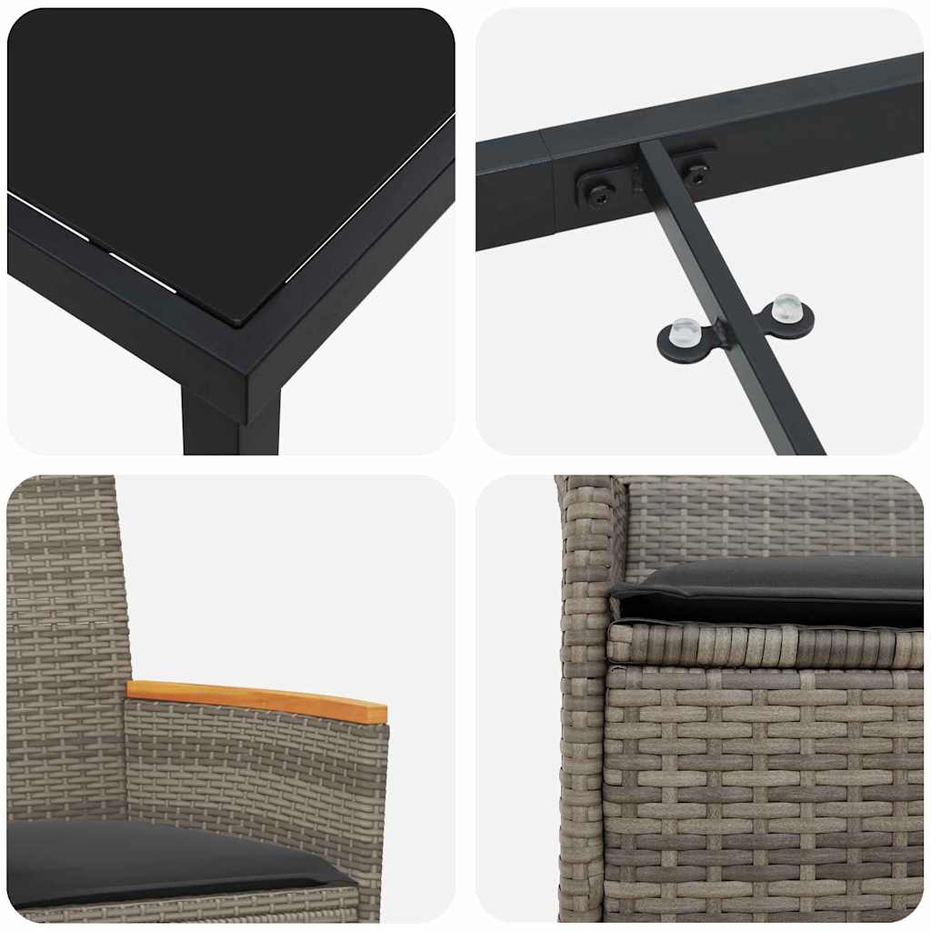 vidaXL Zestaw do jadalni w ogrodzie 7 pcs Szary polirattan
