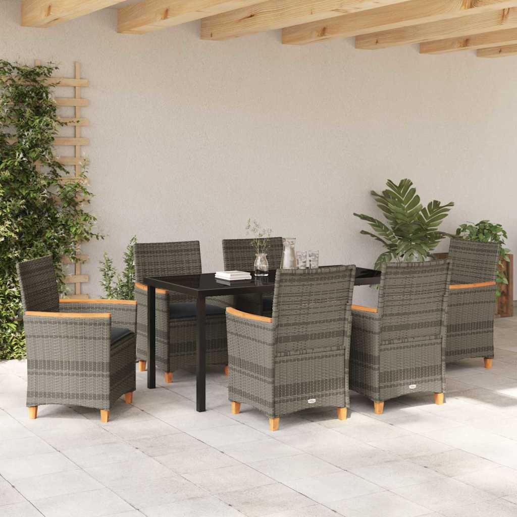 vidaXL Zestaw do jadalni w ogrodzie 7 pcs Szary polirattan