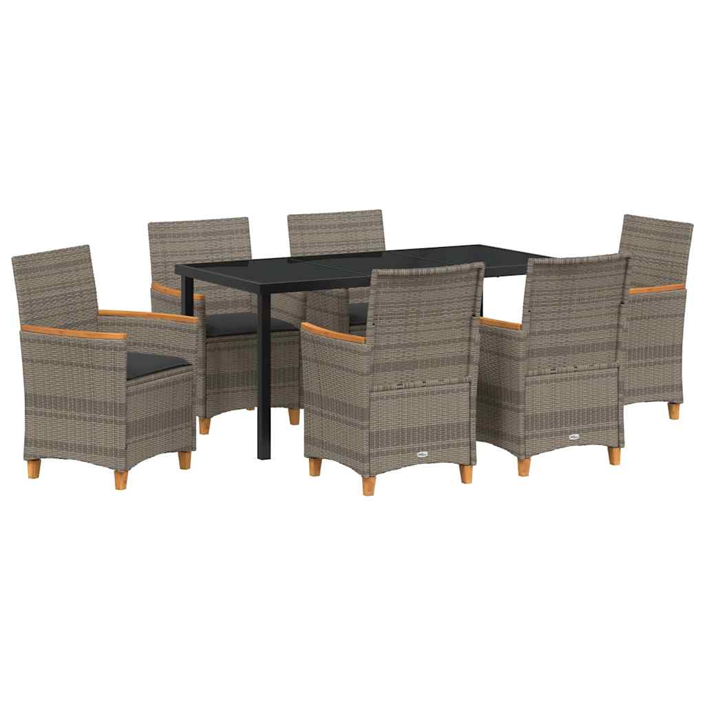 vidaXL Zestaw do jadalni w ogrodzie 7 pcs Szary polirattan