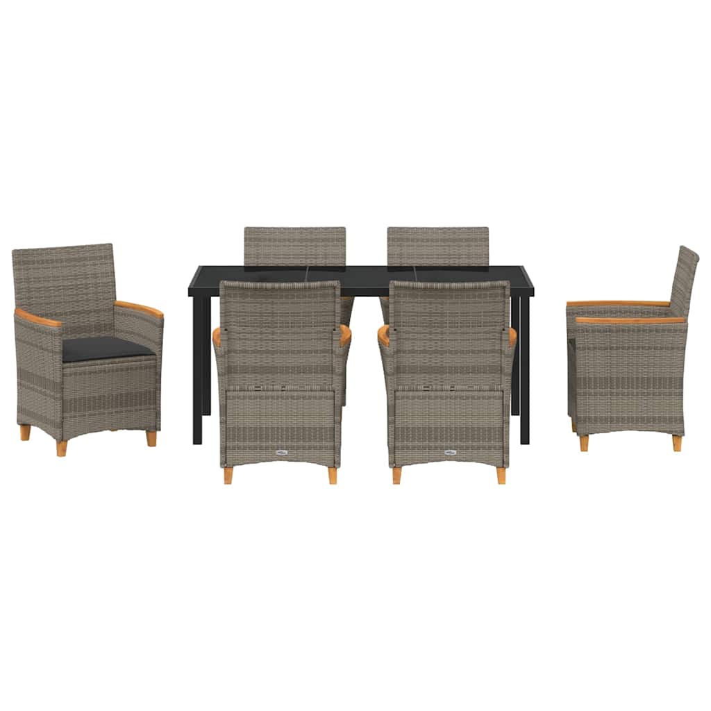 vidaXL Zestaw do jadalni w ogrodzie 7 pcs Szary polirattan