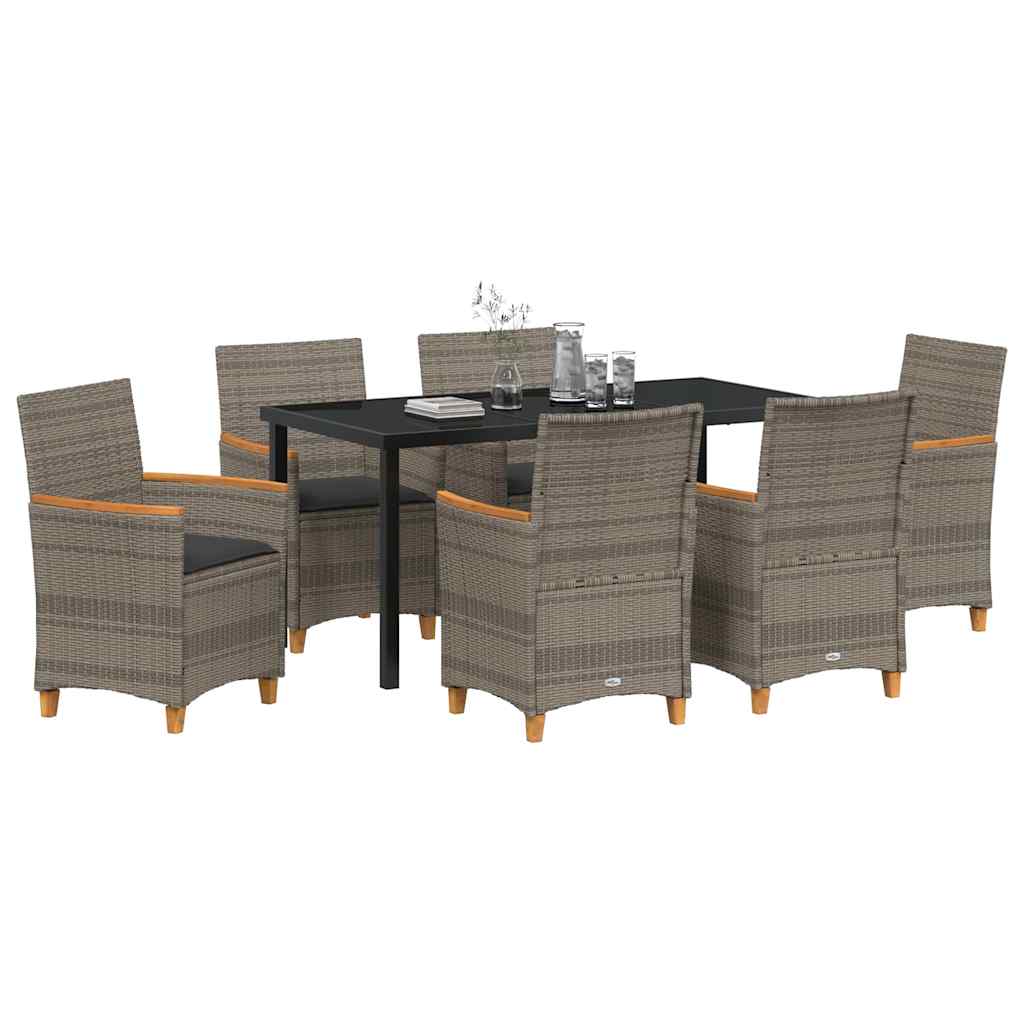 vidaXL Zestaw do jadalni w ogrodzie 7 pcs Szary polirattan
