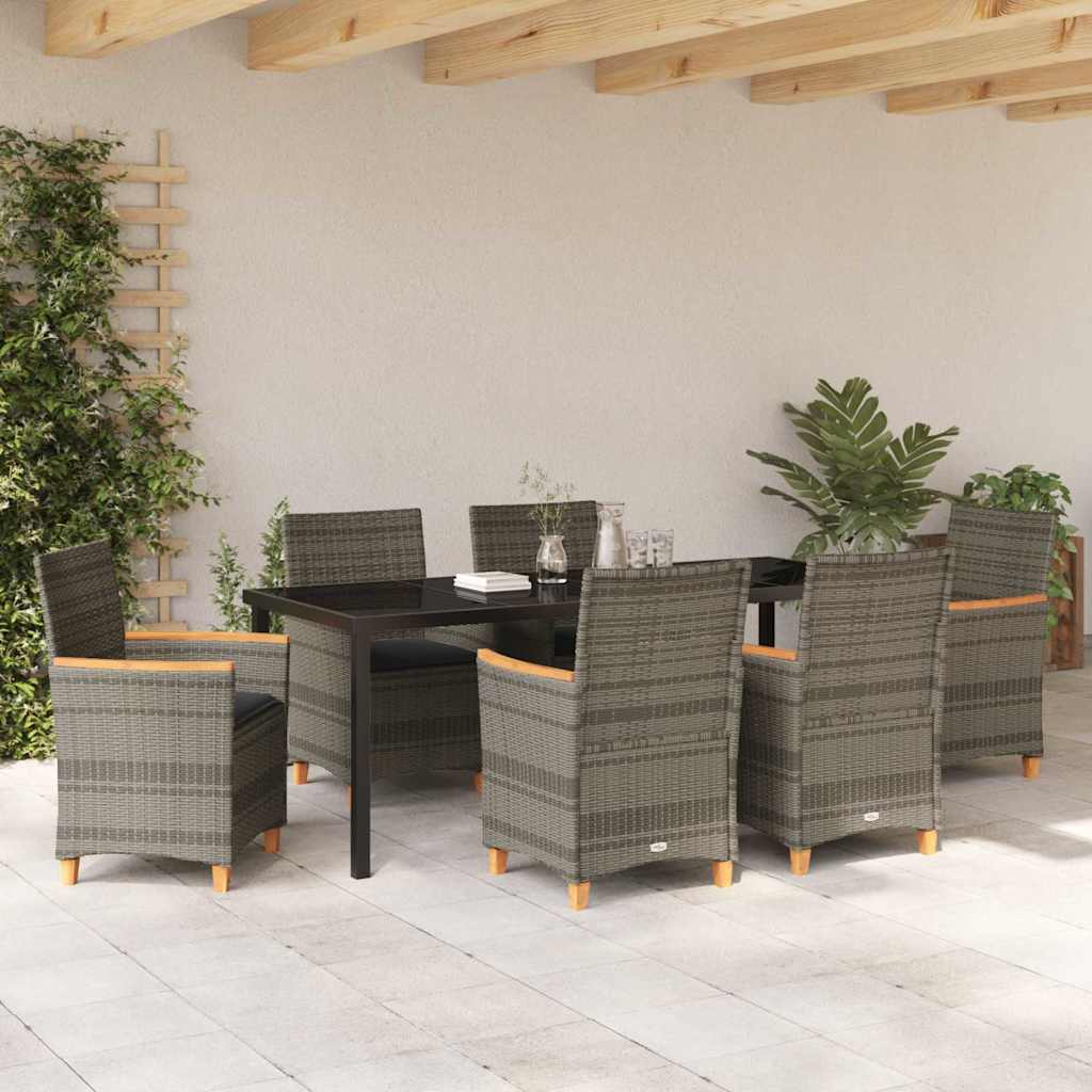 vidaXL Zestaw do jadalni w ogrodzie 7 pcs Szary polirattan