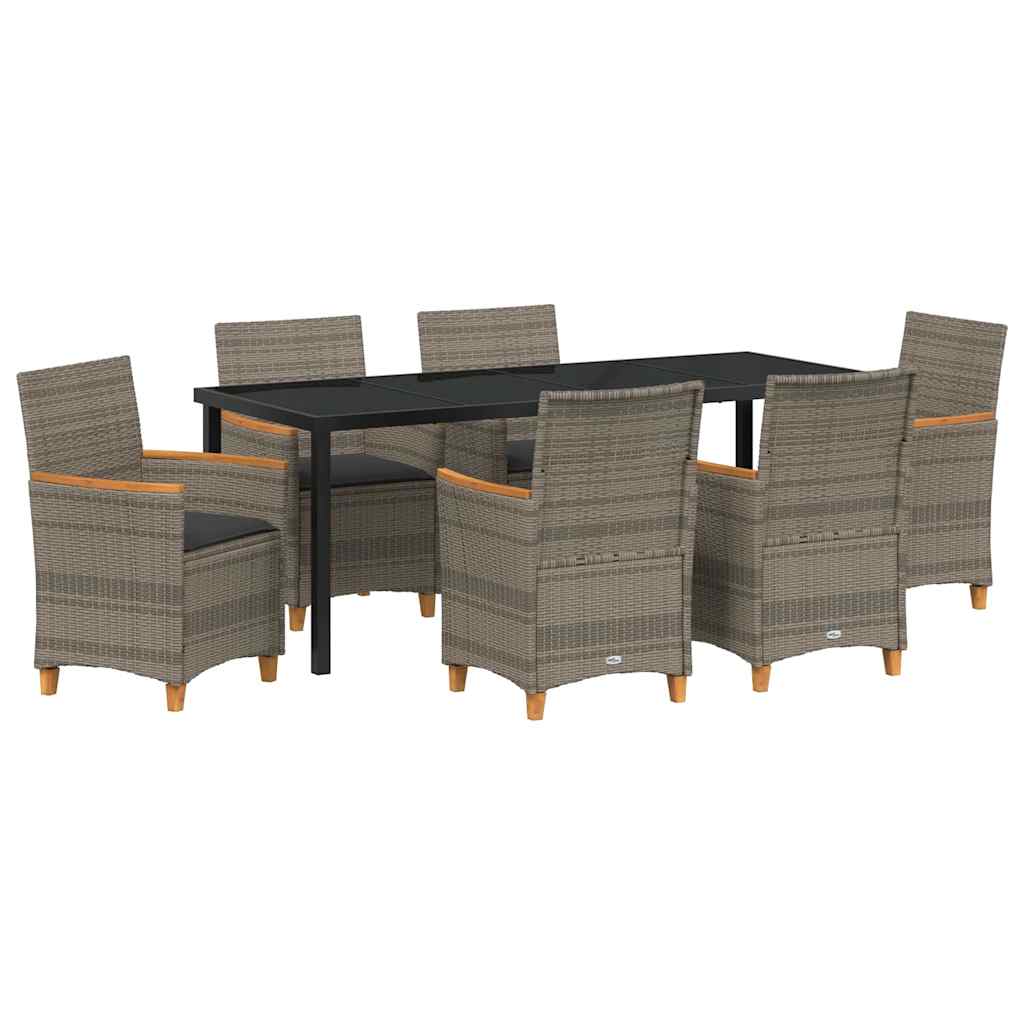 vidaXL Zestaw do jadalni w ogrodzie 7 pcs Szary polirattan