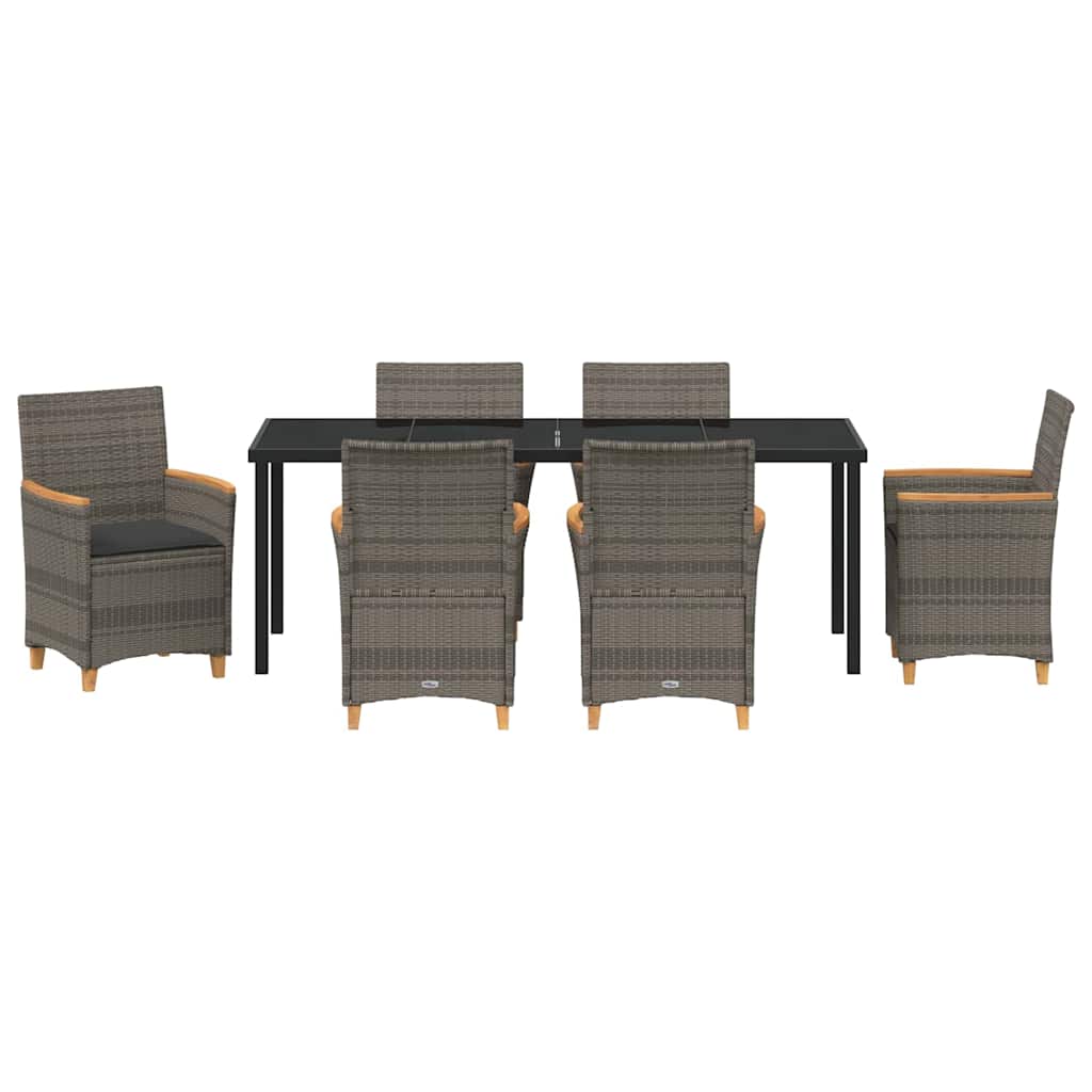 vidaXL Zestaw do jadalni w ogrodzie 7 pcs Szary polirattan