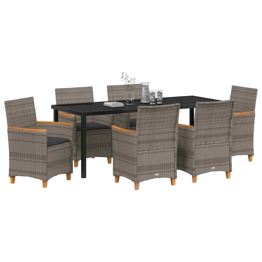 vidaXL Zestaw do jadalni w ogrodzie 7 pcs Szary polirattan