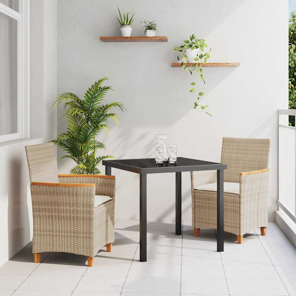 vidaXL Zestaw do jadalni w ogrodzie 3 pcs Beżowy polirattan