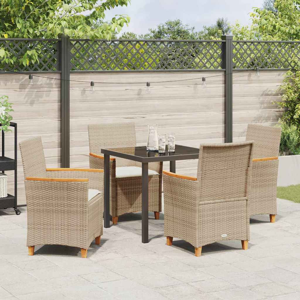 vidaXL Zestaw do jadalni w ogrodzie 5 pcs Beżowy polirattan