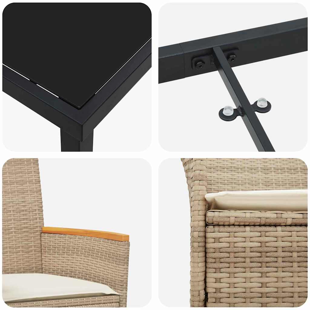vidaXL Zestaw do jadalni w ogrodzie 7 pcs Beżowy polirattan