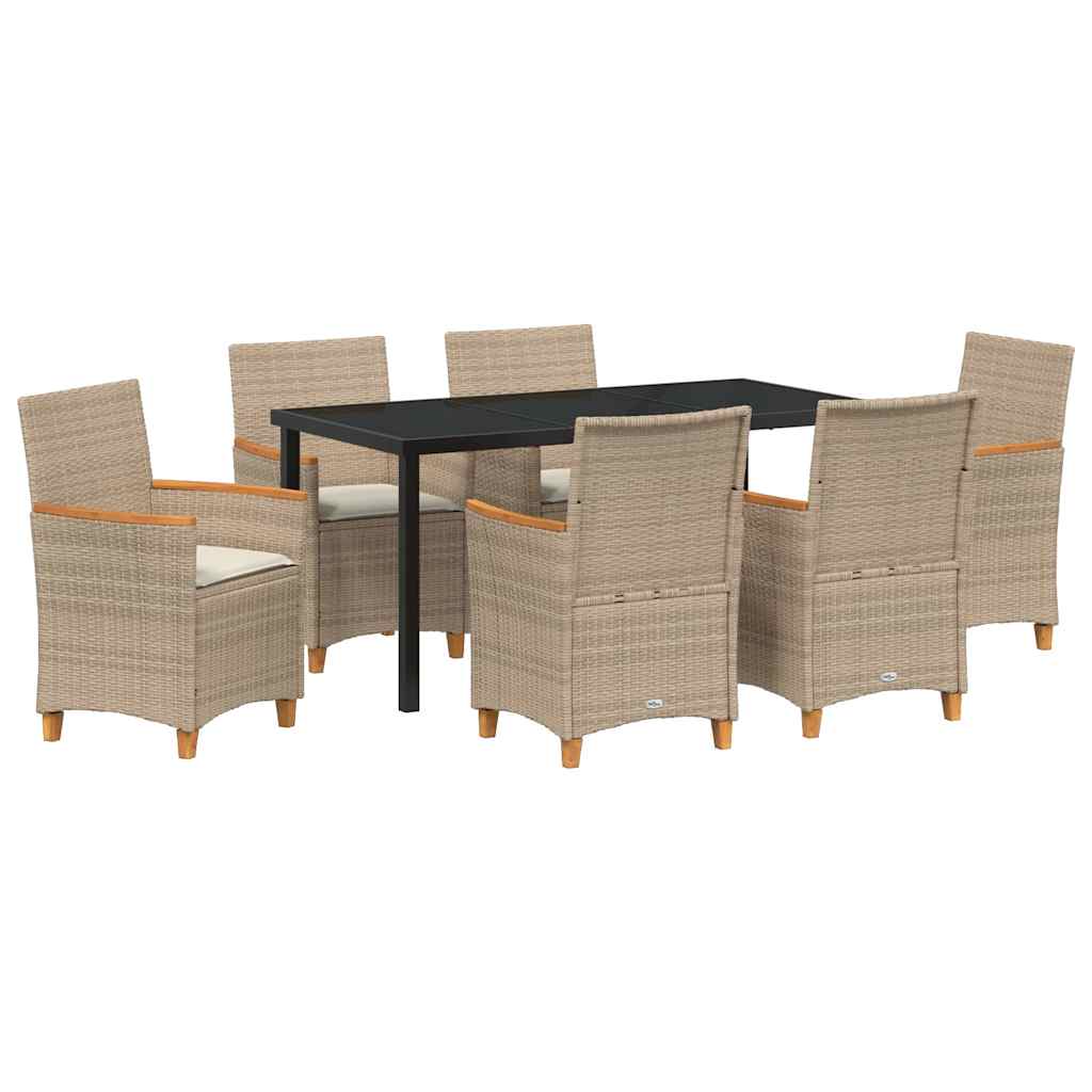 vidaXL Zestaw do jadalni w ogrodzie 7 pcs Beżowy polirattan