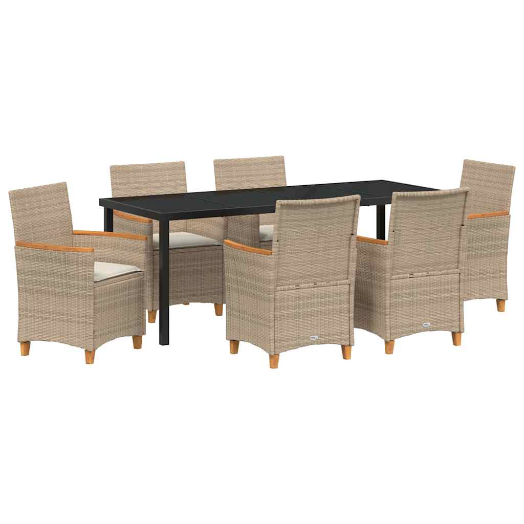 vidaXL Zestaw do jadalni w ogrodzie 7 pcs Beżowy polirattan