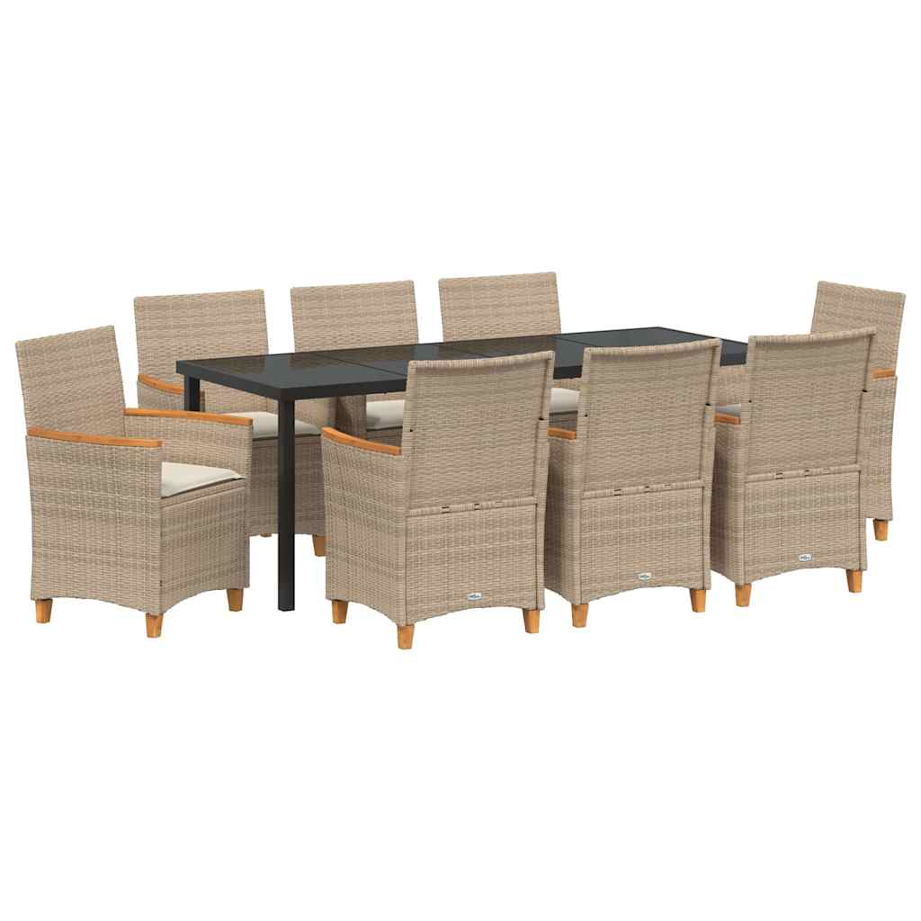 vidaXL Zestaw do jadalni w ogrodzie 9 pcs Beżowy polirattan
