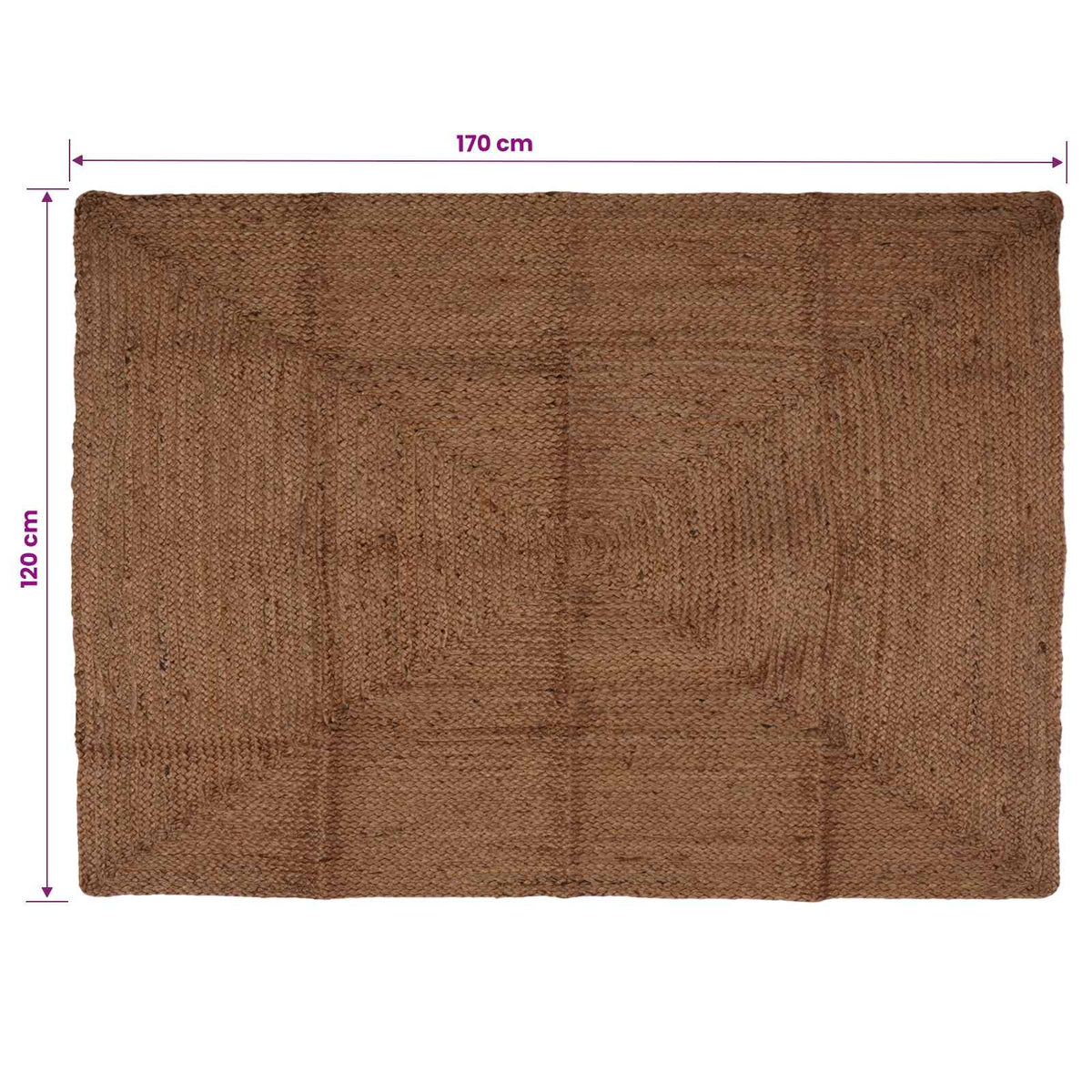 vidaXL Dywan strefowy Szary 120 x 170 cm Juta