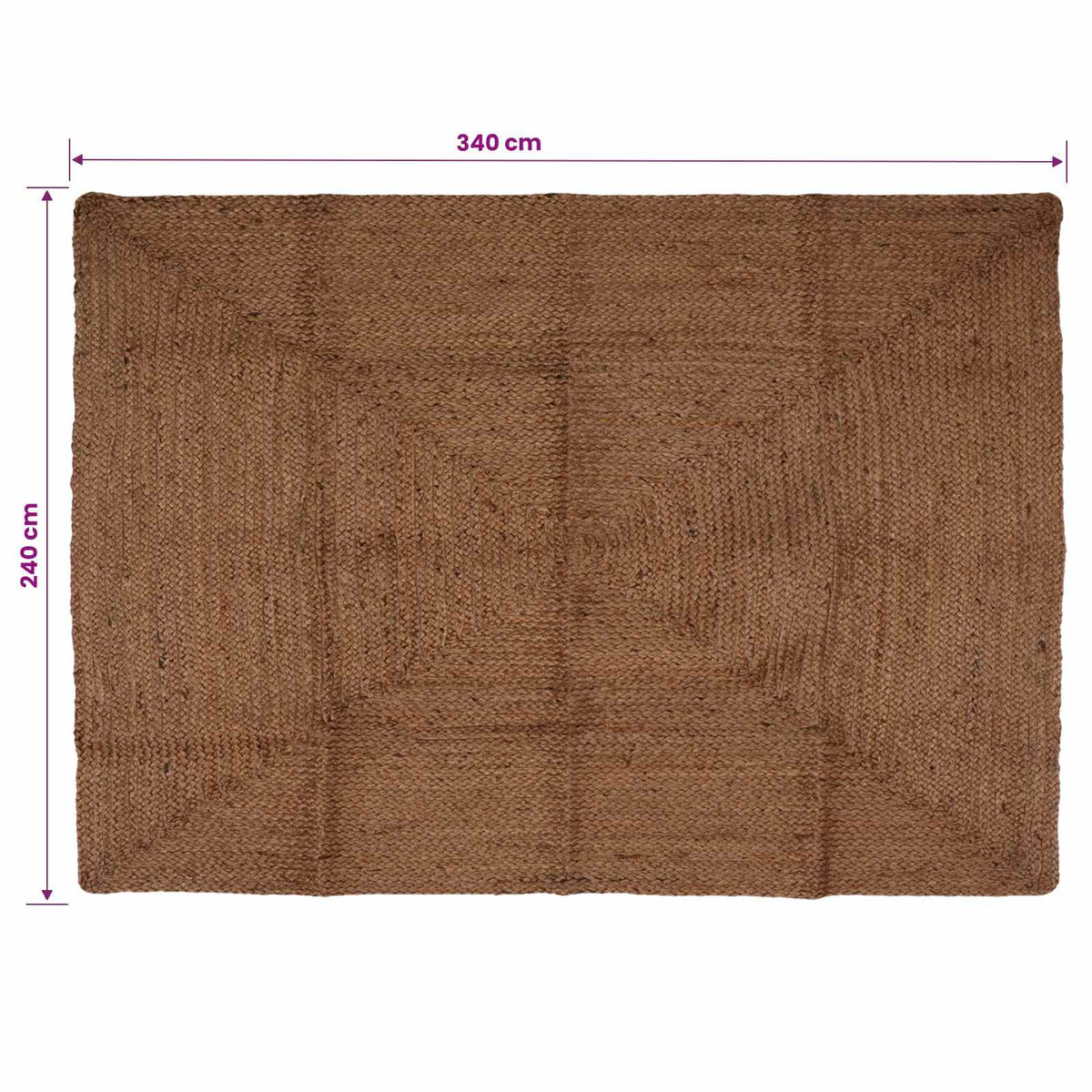 vidaXL Dywan strefowy Szary 240 x 340 cm Juta