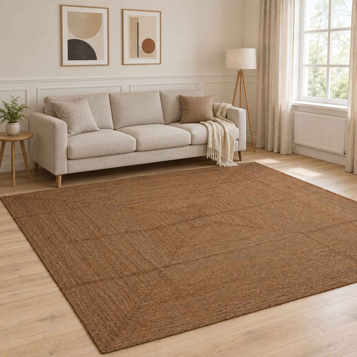 vidaXL Dywan strefowy Szary 300 x 300 cm Juta