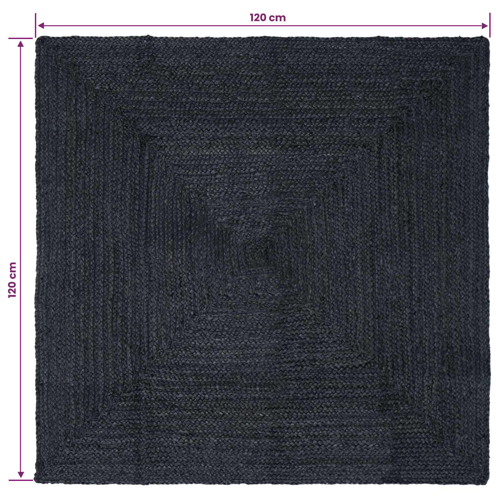 vidaXL Dywany pokojowe Prostokątny ciemnoszary 120 x 120 cm Juta